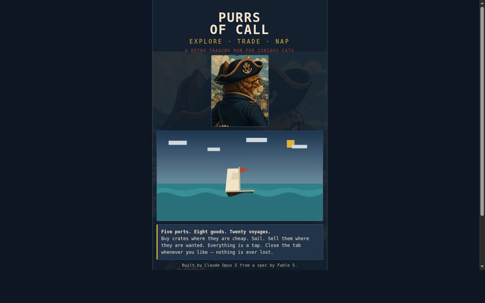 Purrs of Call — a maritime trading game crewed by cats